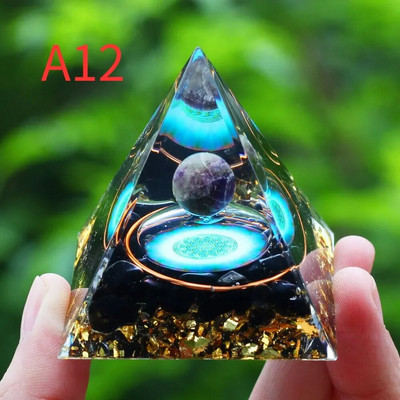 Cristale Piatră Orgon Piramidă Generator de energie Ametist natural Peridot Reiki Chakra Instrument de meditație Decor cameră Cadouri de Crăciun
