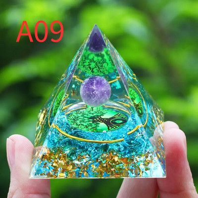 Cristale Piatră Orgon Piramidă Generator de energie Ametist natural Peridot Reiki Chakra Instrument de meditație Decor cameră Cadouri de Crăciun