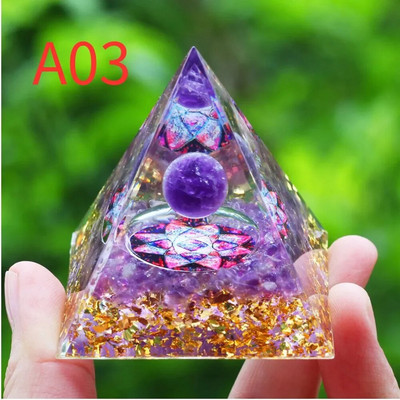 Cristale Piatră Orgon Piramidă Generator de energie Ametist natural Peridot Reiki Chakra Instrument de meditație Decor cameră Cadouri de Crăciun