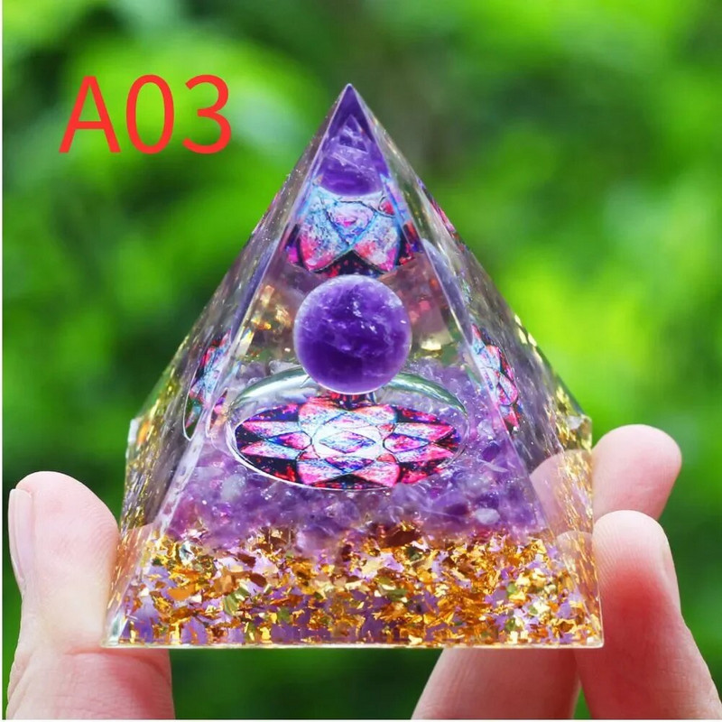Cristale Piatră Orgon Piramidă Generator de energie Ametist natural Peridot Reiki Chakra Instrument de meditație Decor cameră Cadouri de Crăciun