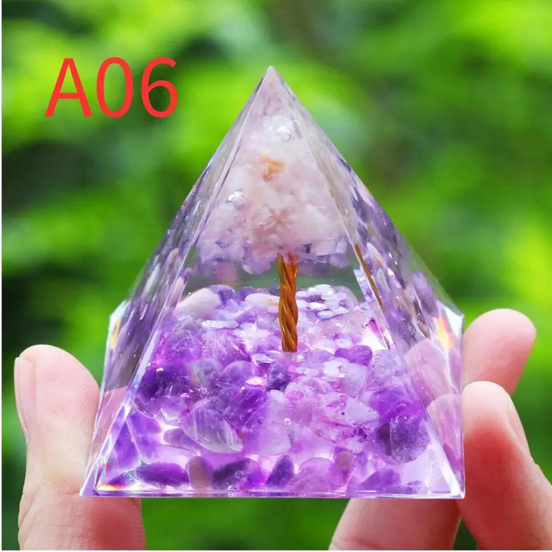 Cristale Piatră Orgon Piramidă Generator de energie Ametist natural Peridot Reiki Chakra Instrument de meditație Decor cameră Cadouri de Crăciun