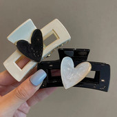 1 ΤΕΜ Κορεατικά νύχια μαλλιών σε σχήμα καρδιάς Κομψές ακρυλικές φουρκέτες Barrette Crab Hair Clips Καλύμματα κεφαλής για γυναίκες, κορίτσια, αξεσουάρ μαλλιών