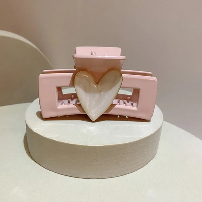 1 ΤΕΜ Κορεατικά νύχια μαλλιών σε σχήμα καρδιάς Κομψές ακρυλικές φουρκέτες Barrette Crab Hair Clips Καλύμματα κεφαλής για γυναίκες, κορίτσια, αξεσουάρ μαλλιών