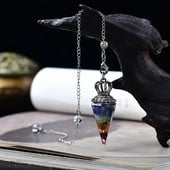 7 čakru dziedinošie kristāli svārsts zīlēšana kvarca dabīgā akmens antīks gara kulons noslēpumains kulons