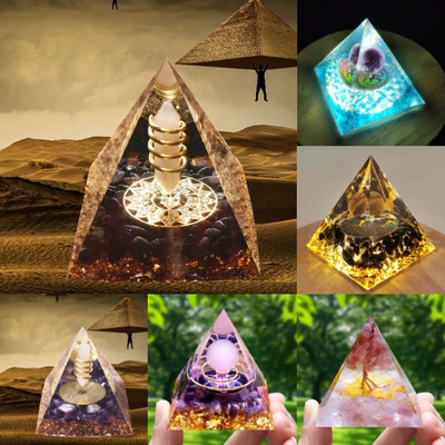 Кристали Камък Оргонова пирамида Генератор на енергия Естествен кристал от аметист Чакра Лечебна медитация Инструмент Декор на стаята Подарък за Нова година
