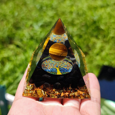 Piramida energetică Orgonit Cristale vindecătoare Instrument pentru chakre Reiki Minge de ametist natural Piatră energetică Cadou lucrat manual Home Office Decor