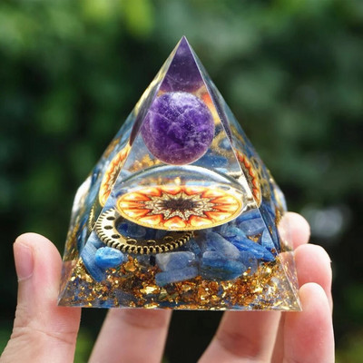 Piramida energetică Orgonit Cristale vindecătoare Instrument pentru chakre Reiki Minge de ametist natural Piatră energetică Cadou lucrat manual Home Office Decor