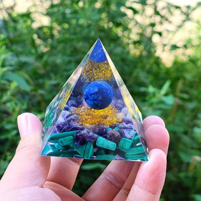Piramida energetică Orgonit Cristale vindecătoare Instrument pentru chakre Reiki Minge de ametist natural Piatră energetică Cadou lucrat manual Home Office Decor