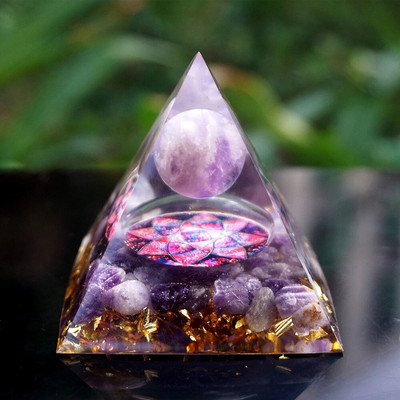 Piramida energetică Orgonit Cristale vindecătoare Instrument pentru chakre Reiki Minge de ametist natural Piatră energetică Cadou lucrat manual Home Office Decor