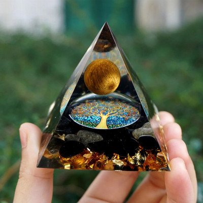Piramida energetică Orgonit Cristale vindecătoare Instrument pentru chakre Reiki Minge de ametist natural Piatră energetică Cadou lucrat manual Home Office Decor
