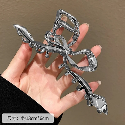 Trendy zlatno srebrna crna metalna mašna Ogromne kopče s kandžama za žene Dodaci za gustu kosu Geometrijski veliki morski pas Ukosnice Pokrivala