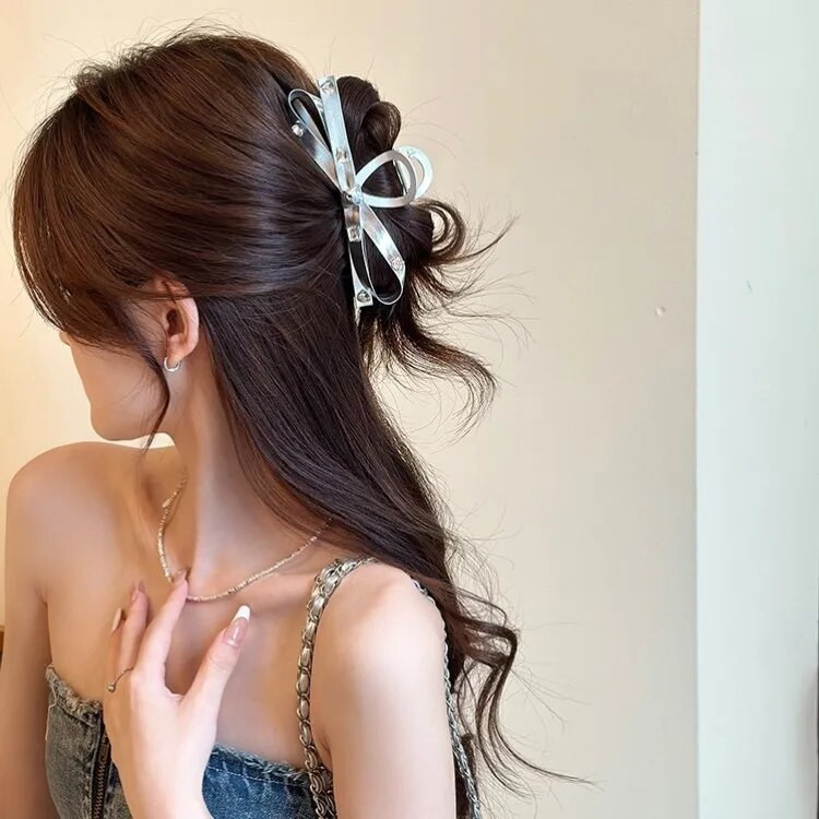 Y2k Bowknot matu spīles sievietēm korejiešu stila metāla haizivju sprādzes krabju matu sprādzes spīlēm matu sprādzes Moderni matu aksesuāri