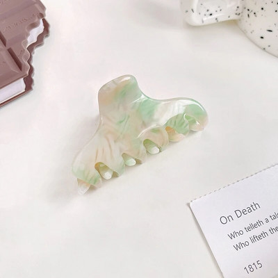 Κορεάτικο απλό 6cm Μικρό γεωμετρικό κλιπ μαλλιών Claw Fashion Marbling Acetic Acid Shark Clip Αξεσουάρ μαλλιών για γυναίκες κορίτσια