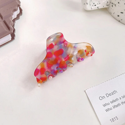 Κορεάτικο απλό 6cm Μικρό γεωμετρικό κλιπ μαλλιών Claw Fashion Marbling Acetic Acid Shark Clip Αξεσουάρ μαλλιών για γυναίκες κορίτσια