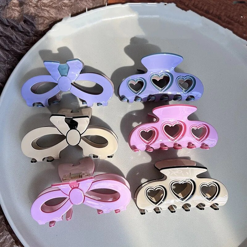 Κορεάτικη μόδα Hollow Love Heart Bow Knot Claw Clip Sweet Charm Girly Trendy Hair Clip Aesthetics Y2k Αξεσουάρ μαλλιών για γυναίκες