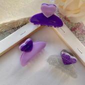 Νέα κορεατική μόδα 5,5 εκ. Κλιπ μαλλιών με χρώμα λεβάντας Claw High Quality Acetate Small Shark Clip για γυναίκες κορίτσια