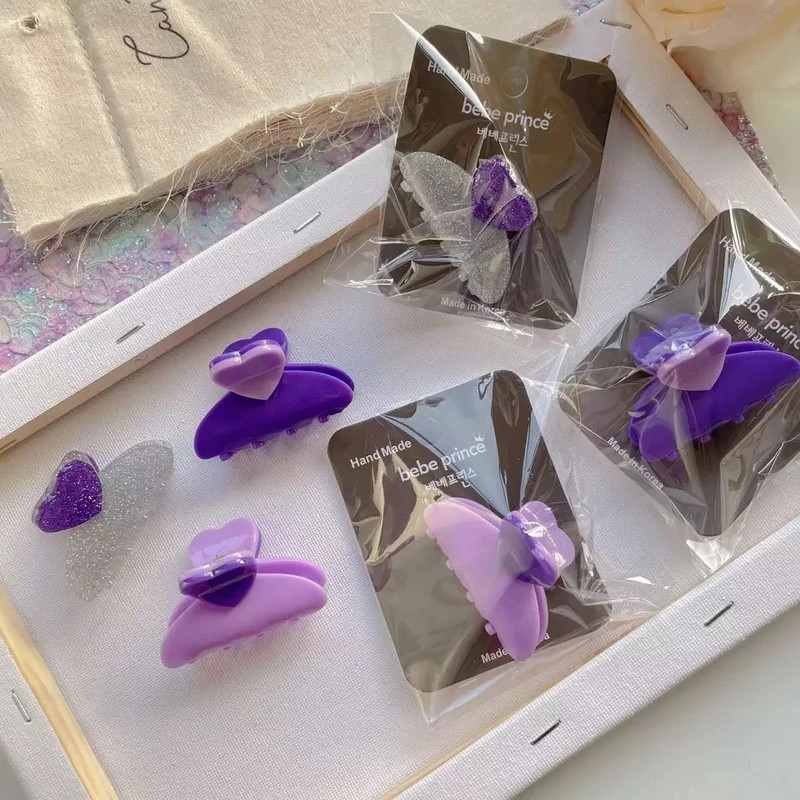 Νέα κορεατική μόδα 5,5 εκ. Κλιπ μαλλιών με χρώμα λεβάντας Claw High Quality Acetate Small Shark Clip για γυναίκες κορίτσια