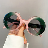 KAMMPT Винтидж кръгли слънчеви очила Дамски 2023 Нова мода Candy Color Outdoor Beach Shades Trendy Ins Brand Designer UV400 Eyewear