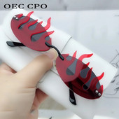Fashion Rimless Fire Flame γυαλιά ηλίου Γυναικεία Punk Luxury Brand Designer Γυαλιά ηλίου χωρίς πλαίσιο Γυναικεία πολύχρωμα γυαλιά UV400