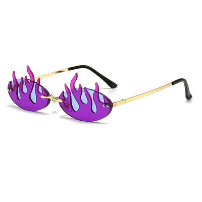 Fashion Rimless Fire Flame γυαλιά ηλίου Γυναικεία Punk Luxury Brand Designer Γυαλιά ηλίου χωρίς πλαίσιο Γυναικεία πολύχρωμα γυαλιά UV400
