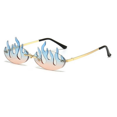 Fashion Rimless Fire Flame γυαλιά ηλίου Γυναικεία Punk Luxury Brand Designer Γυαλιά ηλίου χωρίς πλαίσιο Γυναικεία πολύχρωμα γυαλιά UV400
