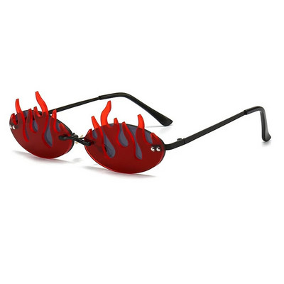 Fashion Rimless Fire Flame γυαλιά ηλίου Γυναικεία Punk Luxury Brand Designer Γυαλιά ηλίου χωρίς πλαίσιο Γυναικεία πολύχρωμα γυαλιά UV400