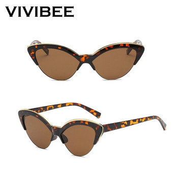 VIVIBEE Нови 2023 г. Женски слънчеви очила с котешко око Дизайнерски луксозни очила Vrand Red Cateye за жени Ретро градиентни дамски очила