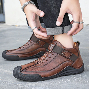 Χειροποίητα ραπτικά δερμάτινα ανδρικά casual μποτάκια Σχεδιαστής μόδας Αντρικό παπούτσι Δερμάτινα ανδρικά παπούτσια για περπάτημα Breathable Hombres Botas