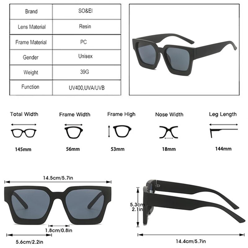 SO&EI New Square Ochelari de soare Femei Retro Clasici Albastru Portocaliu Nuante UV400 Barbati Brand Designer Ochelari de soare