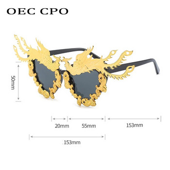 OEC CPO Fashion Party Dragon And Phoenix Γυναικεία γυαλιά ηλίου Νέα μοναδικά πολύχρωμα χρυσά γυαλιά ηλίου Punk γυναικεία γυαλιά οράσεως O992
