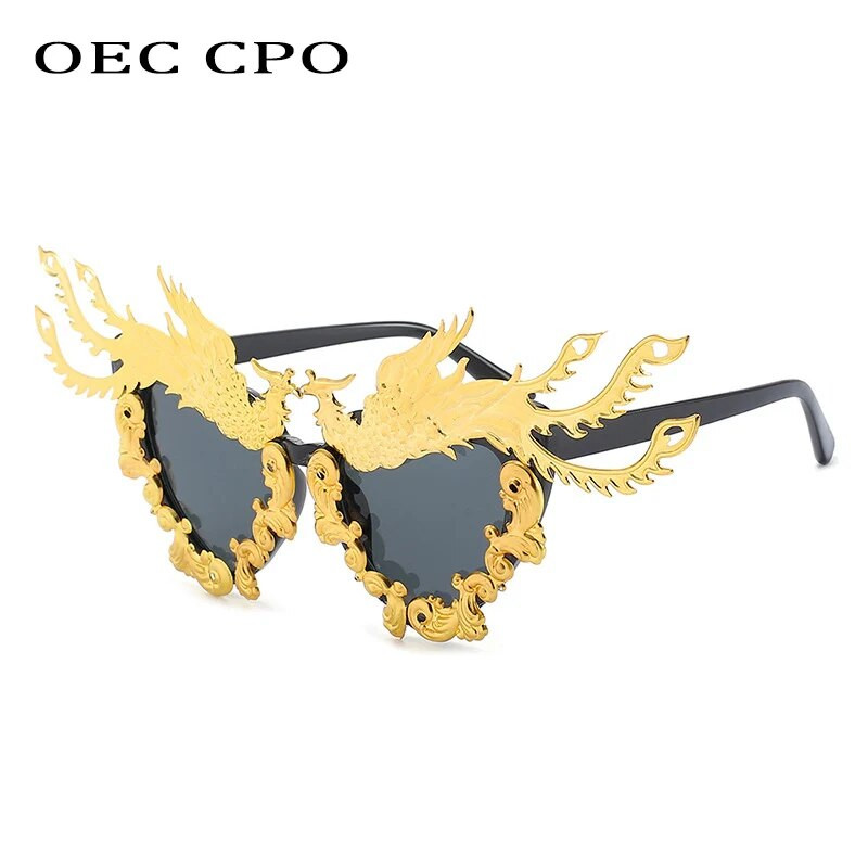 OEC CPO Fashion Party Dragon și Phoenix ochelari de soare femei noi unici colorați aurii ochelari de soare punk ochelari de vedere pentru femei O992
