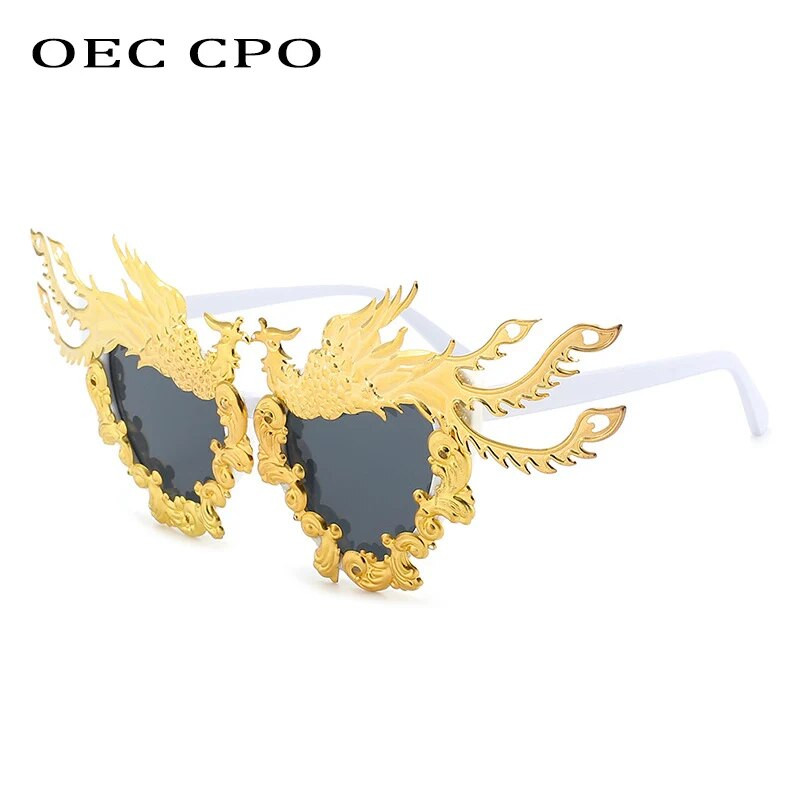 OEC CPO Fashion Party Dragon și Phoenix ochelari de soare femei noi unici colorați aurii ochelari de soare punk ochelari de vedere pentru femei O992