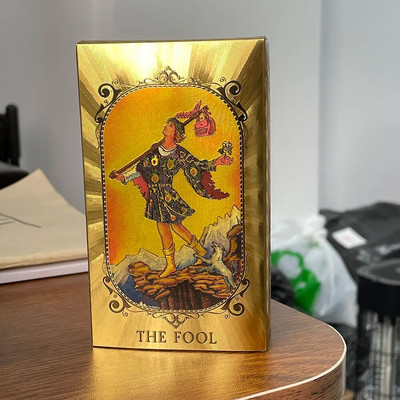 Erős arany, gyönyörű angol Tarot 12x7 cm-es kártyapakli, kiváló minőségű klasszikus kezdőknek papír Útmutatóval