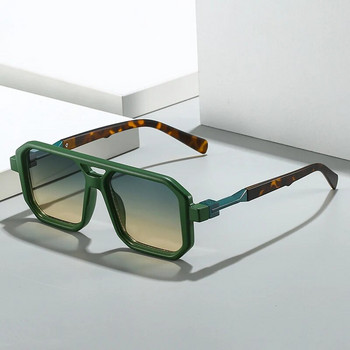 SHAUNA Нови квадратни слънчеви очила с двоен мост Дамски модни градиентни нюанси UV400 Ретро многоъгълни мъжки слънчеви очила