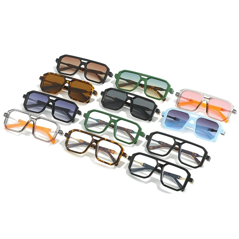 SHAUNA New Double Bridges Τετράγωνα γυαλιά ηλίου Γυναικείες αποχρώσεις μόδας ντεγκραντέ UV400 Ανδρικά γυαλιά ηλίου Retro Polygon