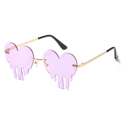 OEC CPO Unique Heart Rimless Päikeseprillid Naiste Uus Mood Punane Sinine Pisarakujuline Päikeseprillid Naiste Vintage Steampunk Prillid UV400