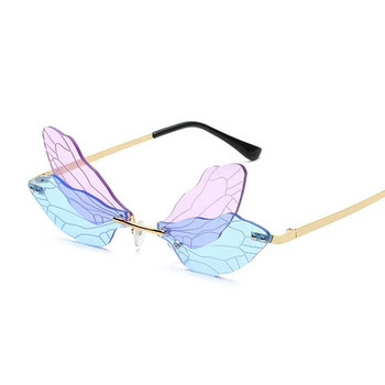 Γυαλιά ηλίου Rimless Designer Woman Dragonfly Fashion Μάρκα γυαλιά ηλίου Γυναικεία πολυτελή σκελετό Lady Oculos De Sol