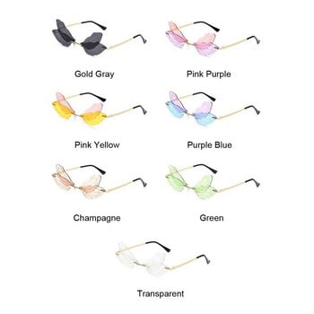 Γυαλιά ηλίου Rimless Designer Woman Dragonfly Fashion Μάρκα γυαλιά ηλίου Γυναικεία πολυτελή σκελετό Lady Oculos De Sol