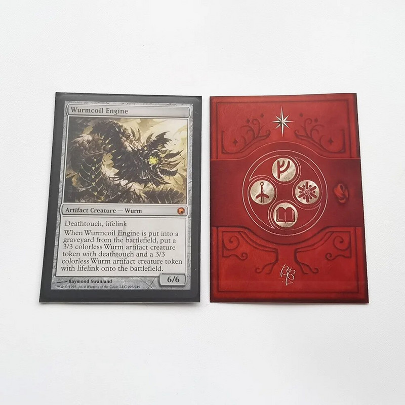 100 Τεμάχια/Παρτίδα 66x91mm Matte Crimson Mystery Symbol Sleeves Card Protector shields for MGT PKM Magical Gathering
