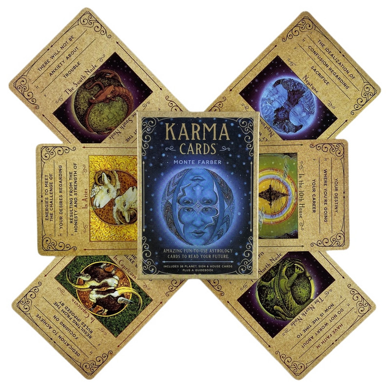 Karma Oracle kartes Pārsteidzoši jautri izmantot astroloģiju lasīšanai nākotnē 36 angļu valodas zīlēšanas izdevums klāja Borad spēles
