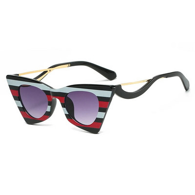 OEC CPO Ladies Stripe Cat Eye Γυναικεία γυαλιά ηλίου μοντέρνα punk γυαλιά ηλίου Γυναικεία μόδα αποχρώσεις Πολύχρωμα γυαλιά Personality UV400