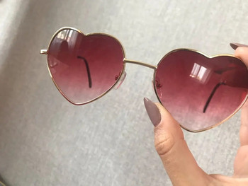 Дамски слънчеви очила във формата на сърце, метални Дамски дизайнерски модни маркови безрамкови LOVE Прозрачни океански лещи Слънчеви очила Oculos UV400
