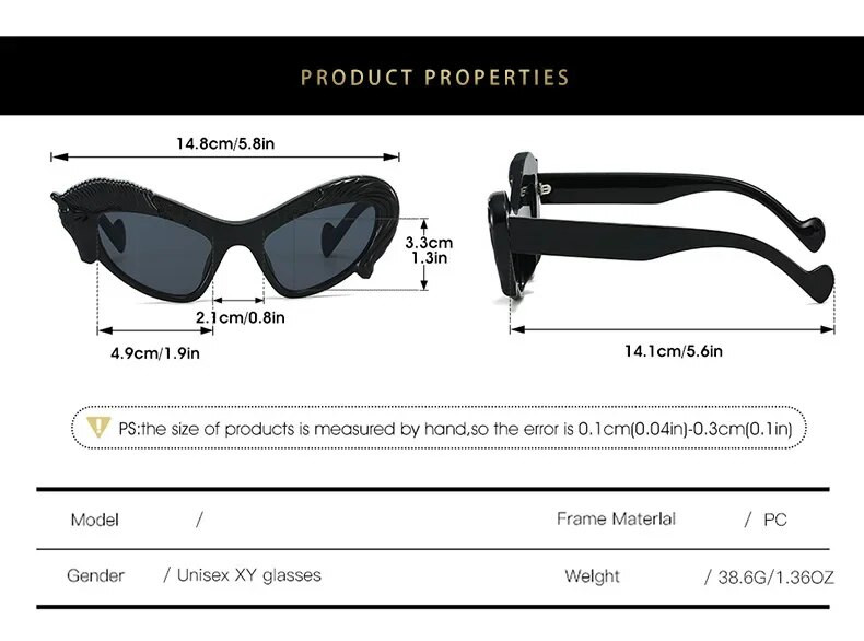 LNFCXI Μοναδικό ακανόνιστο σχέδιο αλόγου Γυαλιά ηλίου Cat Eye Γυναικεία μόδα Πολυτελή μάρκα Hip Hop Διακοσμητικά γυαλιά ηλίου για πάρτι