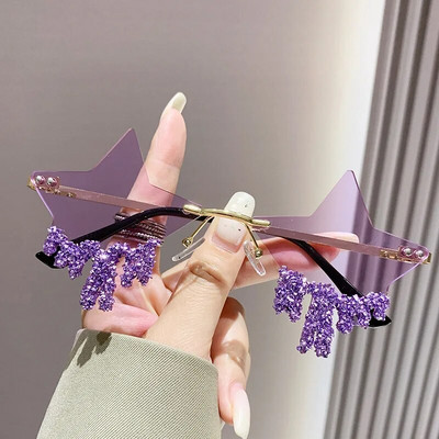 Säravad luksuslikud teemantidega päikeseprillid, naised, mehed, trendid, punk, ääristeta päikeseprillid, naiste isikupära Rhinestone prillide varjud UV400