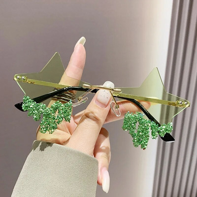 Säravad luksuslikud teemantidega päikeseprillid, naised, mehed, trendid, punk, ääristeta päikeseprillid, naiste isikupära Rhinestone prillide varjud UV400