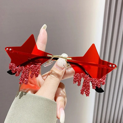 Säravad luksuslikud teemantidega päikeseprillid, naised, mehed, trendid, punk, ääristeta päikeseprillid, naiste isikupära Rhinestone prillide varjud UV400