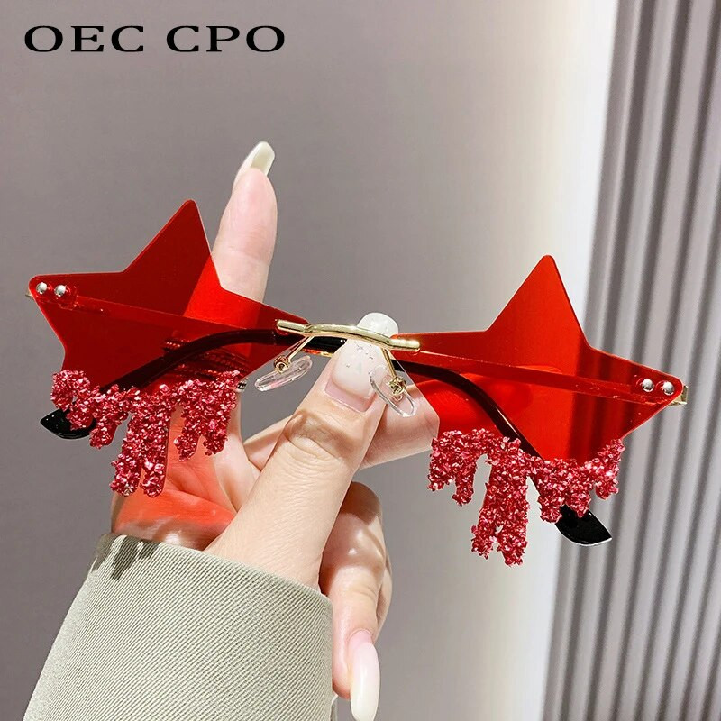 Säravad luksuslikud teemantidega päikeseprillid, naised, mehed, trendid, punk, ääristeta päikeseprillid, naiste isikupära Rhinestone prillide varjud UV400