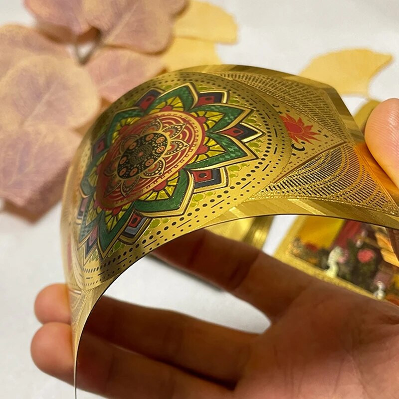 Auksinių lapų taro kaladė, vandeniui atspari taro korta 12x7 pradedantiesiems su popieriniu vadovu Klasikinės būrimo kortelės anglų kalba