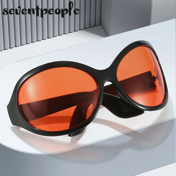 Извънгабаритни овални слънчеви очила Дамски актуални продукти 2023 г. Модни неправилни слънчеви очила за мъже Y2K Vintage Gothic Shades Goggles