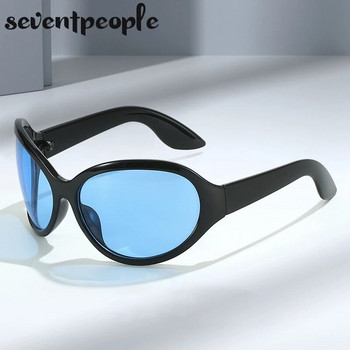 Извънгабаритни овални слънчеви очила Дамски актуални продукти 2023 г. Модни неправилни слънчеви очила за мъже Y2K Vintage Gothic Shades Goggles
